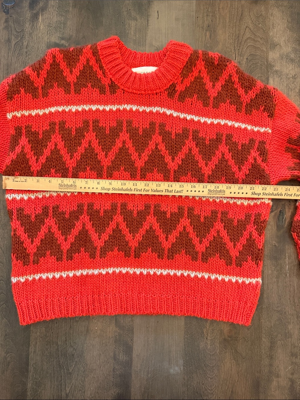 THE GREAT. The Folk Pullover Sweater in Firestone Red Size 2 Like New Oversized - Picture 6 of 7